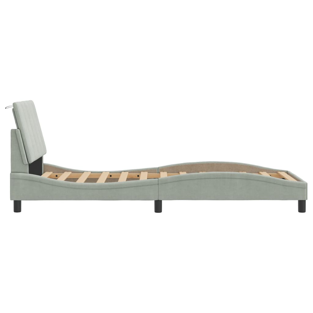 vidaXL Bettgestell mit LED ohne Matratze "Hanko" Hellgrau 80x200 cm Samt