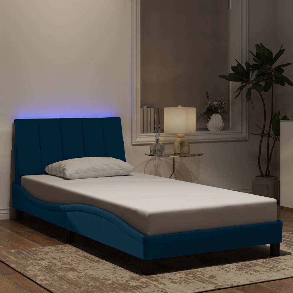 Bettgestell mit LED ohne Matratze "Hanko" Hellgrau 80x200 cm Samt