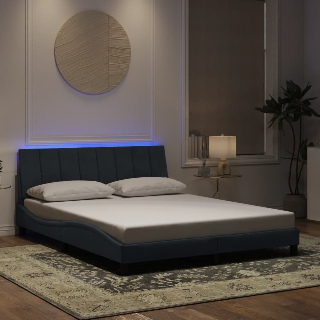 Bettgestell mit LED ohne Matratze "Hanko" Hellgrau 80x200 cm Samt