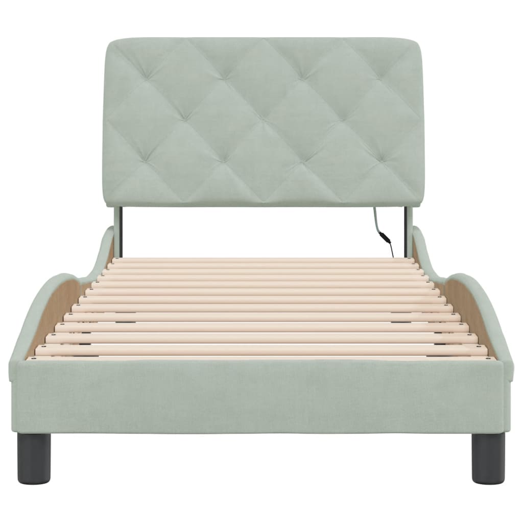 vidaXL Bettgestell mit LED ohne Matratze Hellgrau 80x200 cm Samt