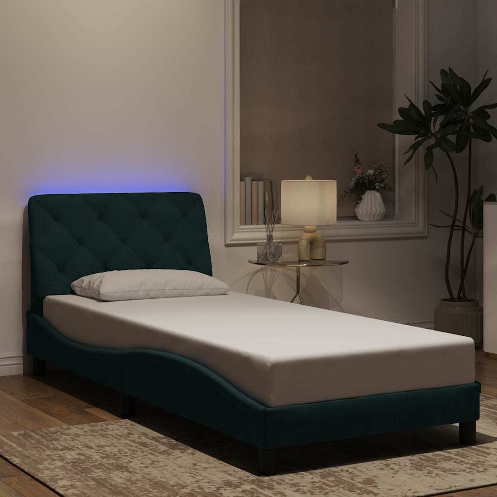 Bettgestell mit LED ohne Matratze Hellgrau 80x200 cm Samt