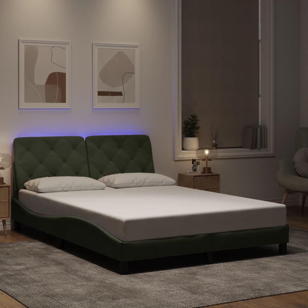 Bettgestell mit LED ohne Matratze Hellgrau 80x200 cm Samt