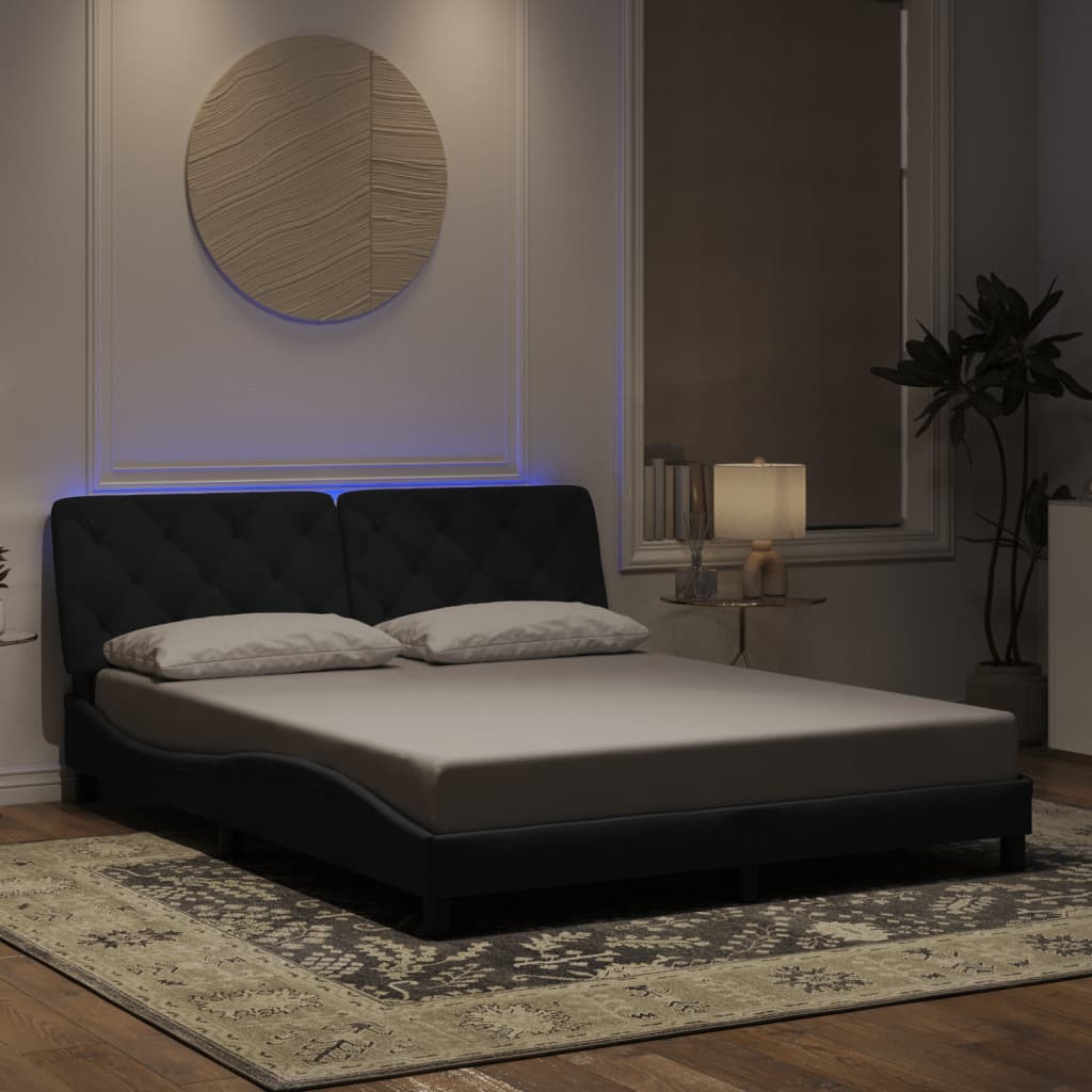 Bettgestell mit LED ohne Matratze Hellgrau 80x200 cm Samt