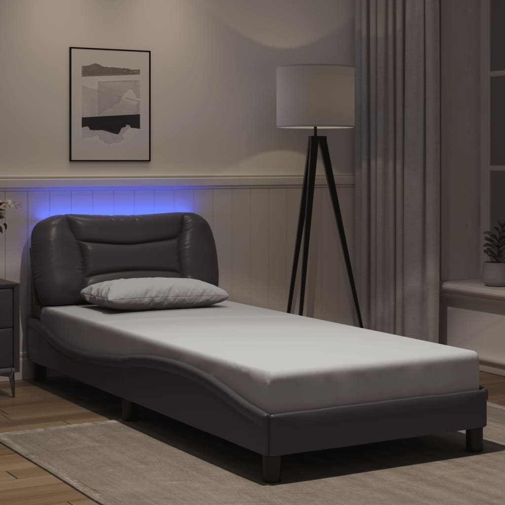 Bettgestell mit LED ohne Matratze "Hvar" Schwarz 80x200 cm
