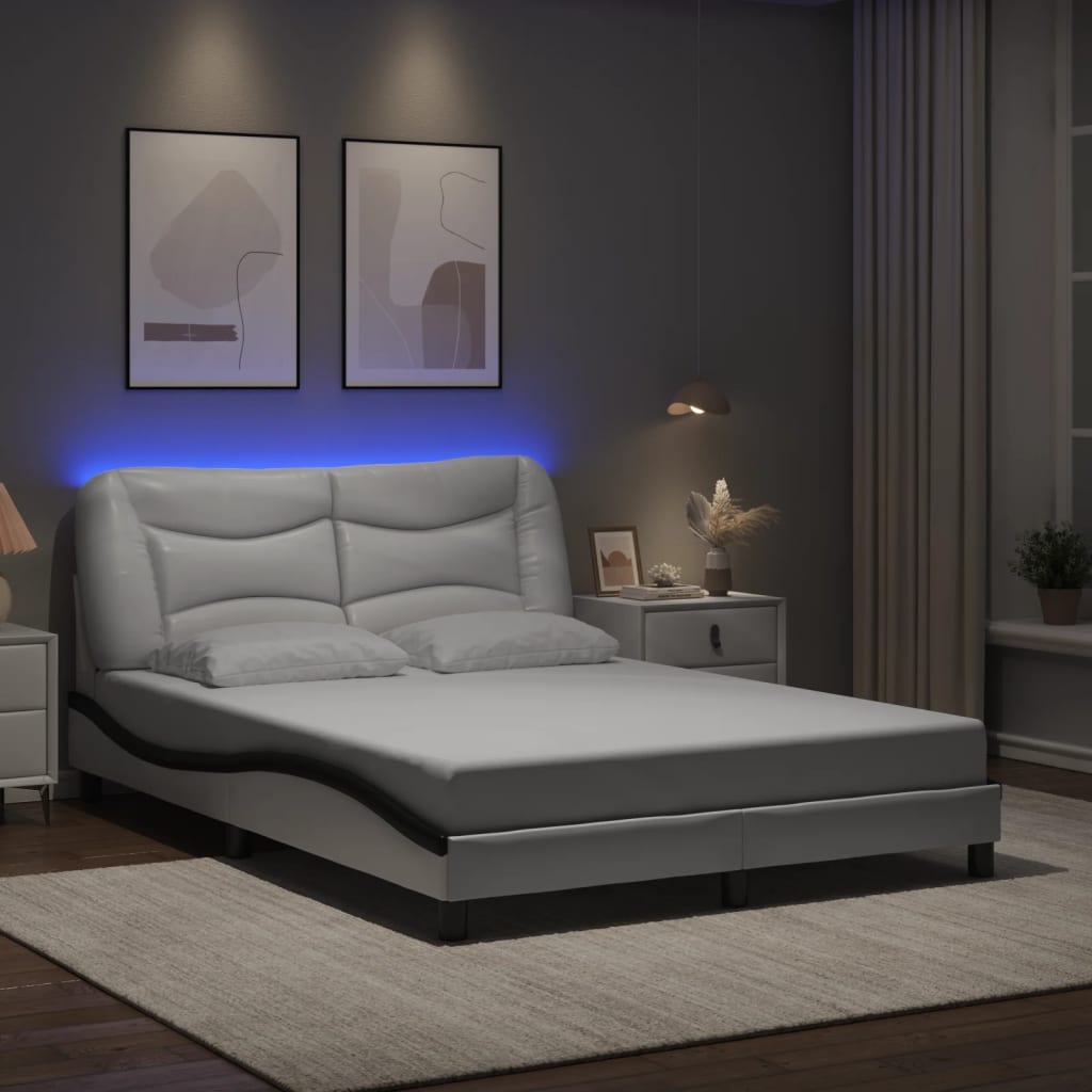 Bettgestell mit LED ohne Matratze "Hvar" Schwarz 80x200 cm
