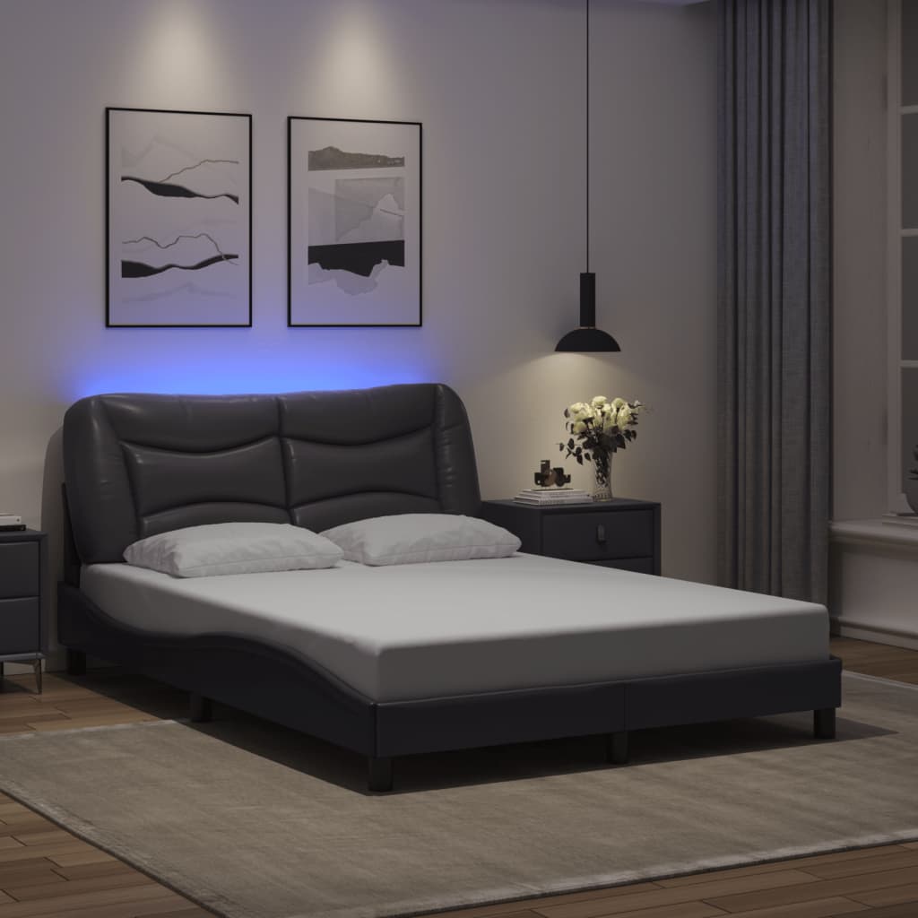Bettgestell mit LED ohne Matratze "Hvar" Schwarz 80x200 cm