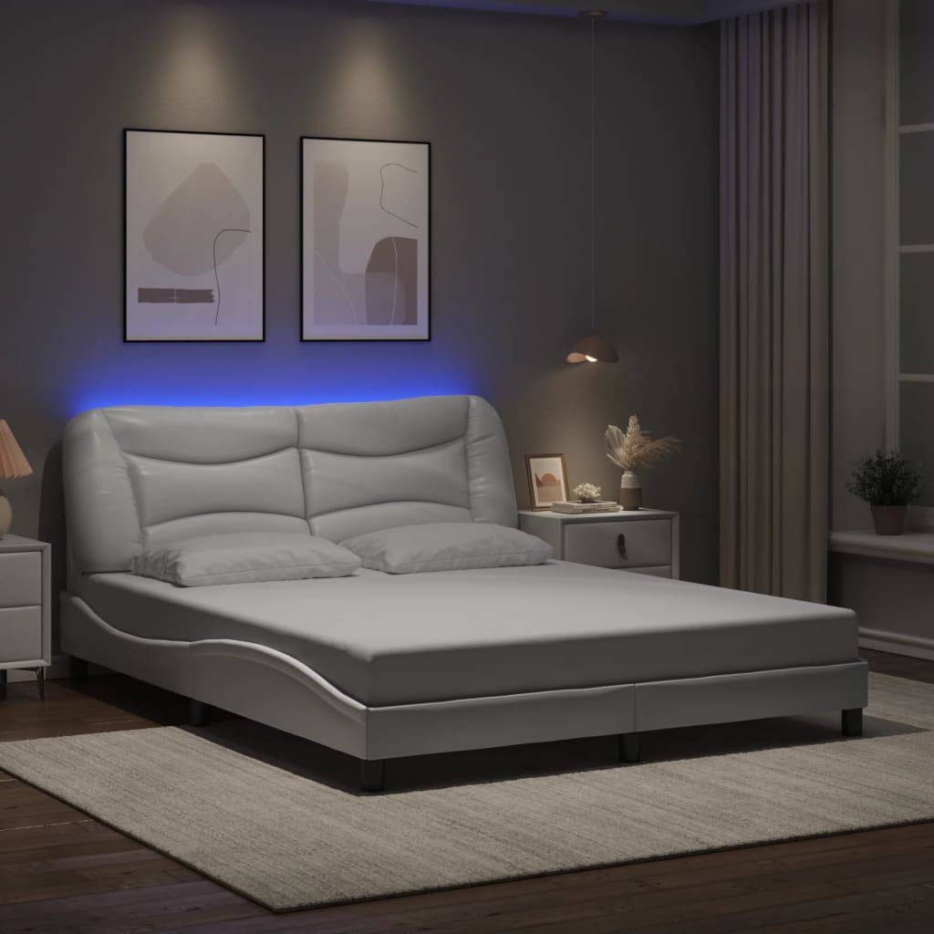 Bettgestell mit LED ohne Matratze "Hvar" Schwarz 80x200 cm