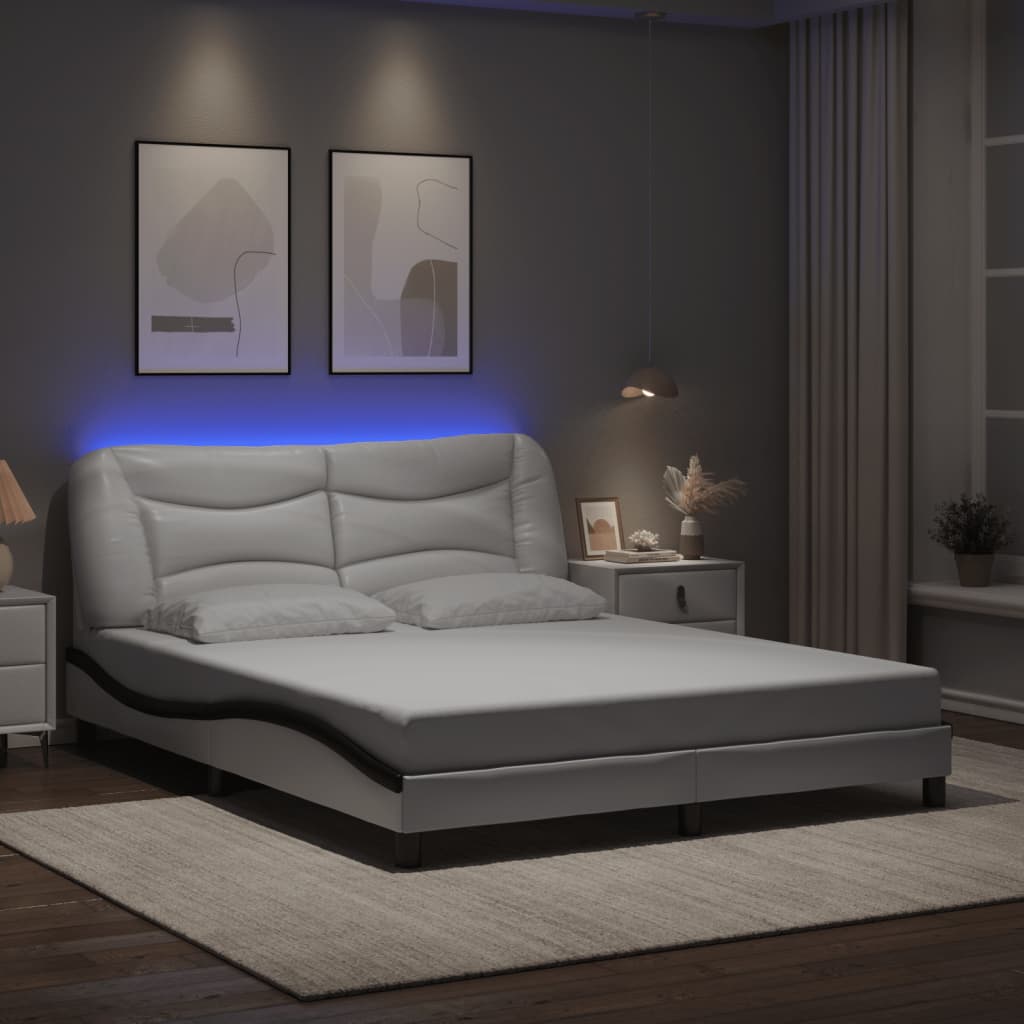 Bettgestell mit LED ohne Matratze "Hvar" Schwarz 80x200 cm