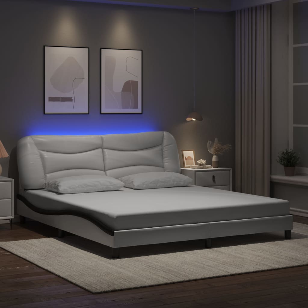 Bettgestell mit LED ohne Matratze "Hvar" Schwarz 80x200 cm