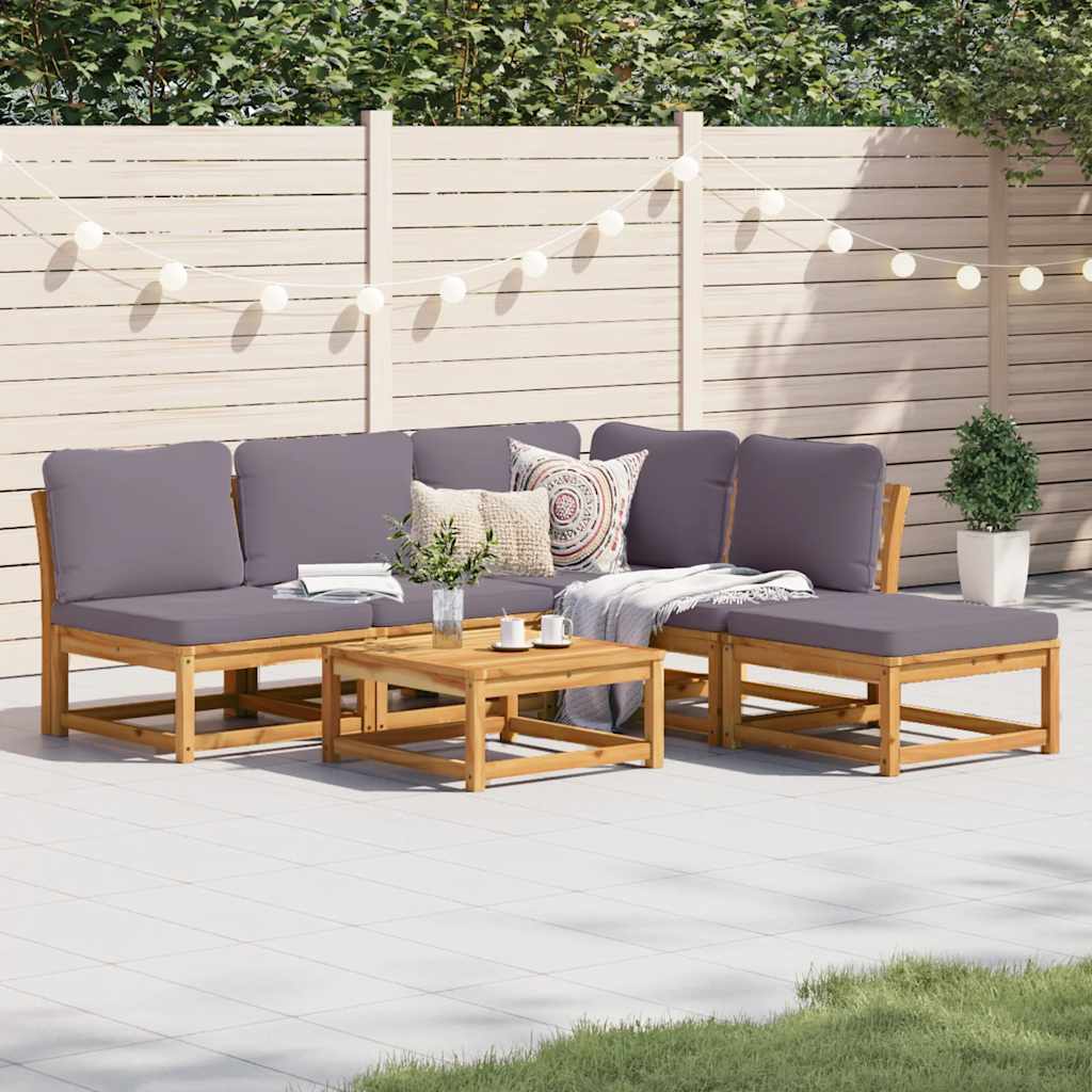 vidaXL 6-tlg. Garten-Lounge-Set mit Kissen Massivholz Akazie