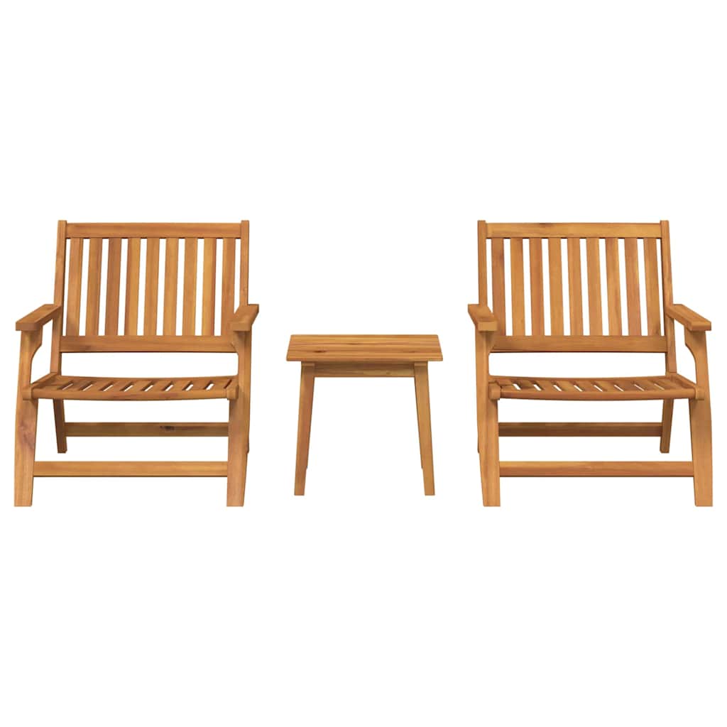 Gartenstuhl 3 pcs Braun Massivholz Akazie
