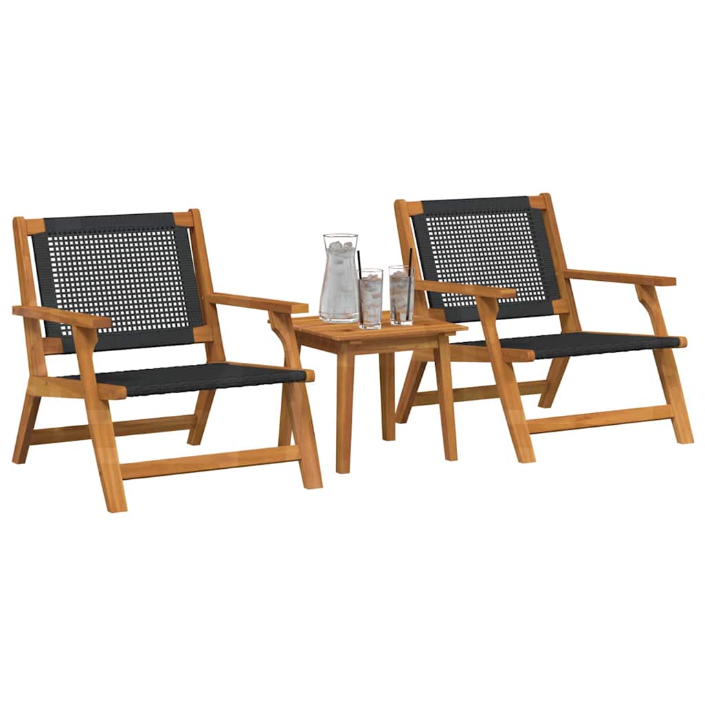 vidaXL Gartenstühle mit Tisch 3 pcs Schwarz Massivholz Akazie