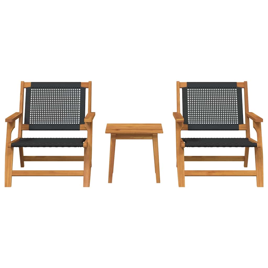 Gartenstühle mit Tisch 3 pcs Schwarz Massivholz Akazie
