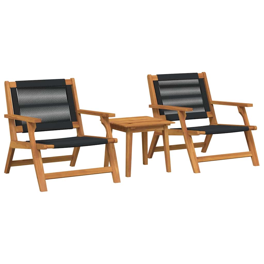 vidaXL Gartenstühle mit Tisch 3 pcs Schwarz Massivholz Akazie