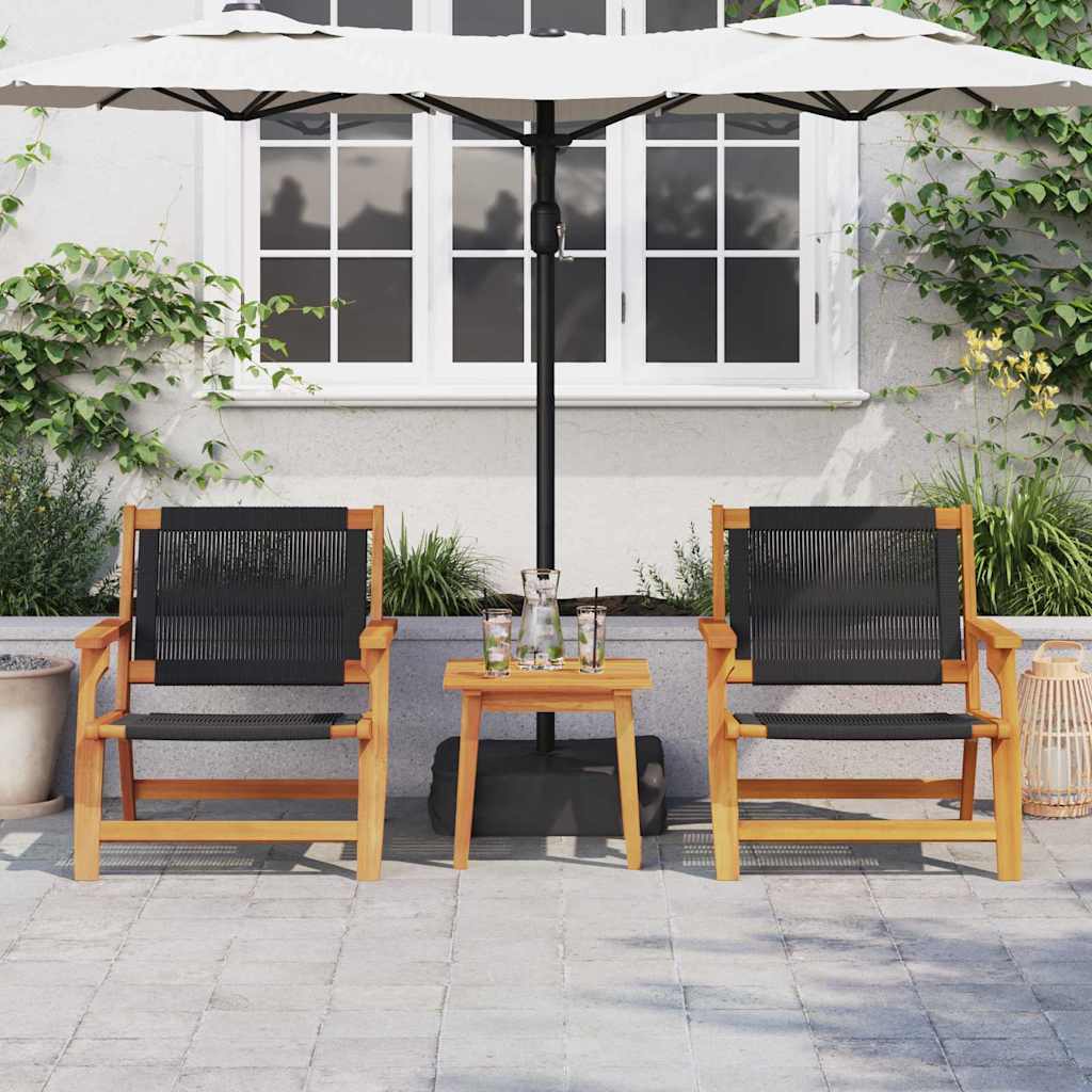 Gartenstühle mit Tisch 3 pcs Schwarz Massivholz Akazie