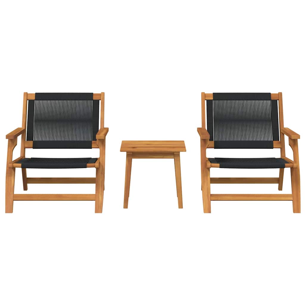 Gartenstühle mit Tisch 3 pcs Schwarz Massivholz Akazie