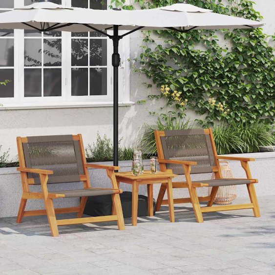 Gartenstühle mit Tisch 3 pcs Schwarz Massivholz Akazie