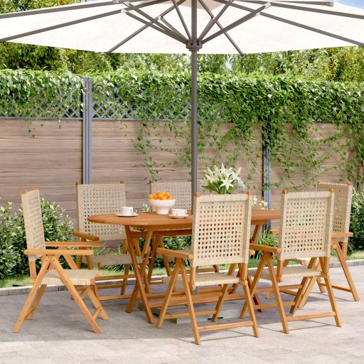 Gartenstuhl Verstellbar 4 Stk. Schwarz Poly Rattan Massivholz