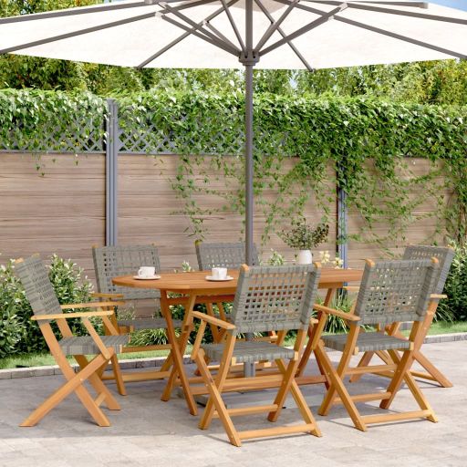 vidaXL Gartenstühle 4 Stk. Klappbar Schwarz Poly Rattan & Massivholz