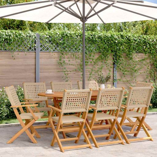 vidaXL Gartenstühle 4 Stk. Klappbar Schwarz Poly Rattan & Massivholz
