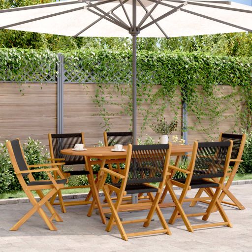 Gartenstühle 4 Stk. Klappbar Schwarz Massivholz Akazie
