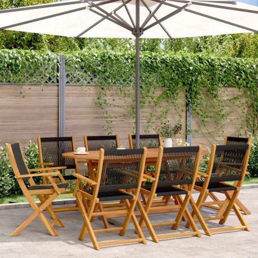 Gartenstühle 4 Stk. Klappbar Schwarz Massivholz Akazie