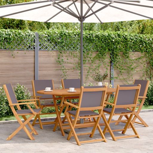 Gartenstühle 4 Stk. Klappbar Cremeweiß Stoff und Massivholz