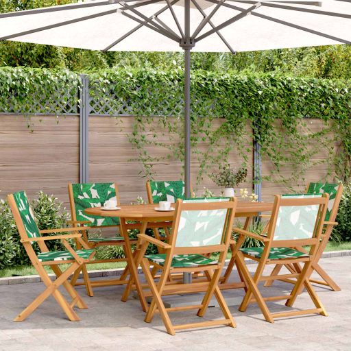 Gartenstühle 4 Stk. Klappbar Cremeweiß Stoff und Massivholz