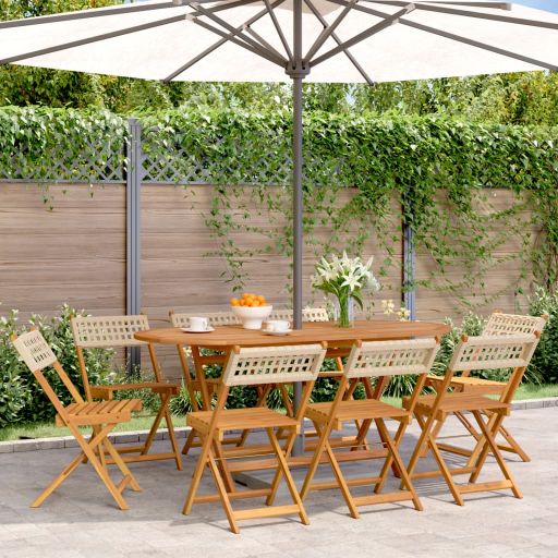 Gartenstühle 4 Stk. Klappbar Schwarz Poly Rattan & Massivholz