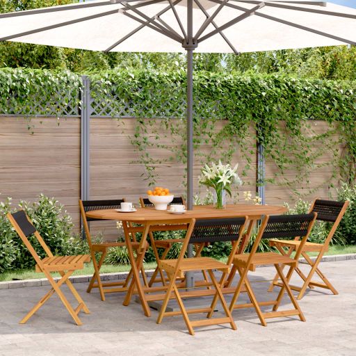 Gartenstühle 4 Stk. Klappbar Schwarz Massivholz Akazie