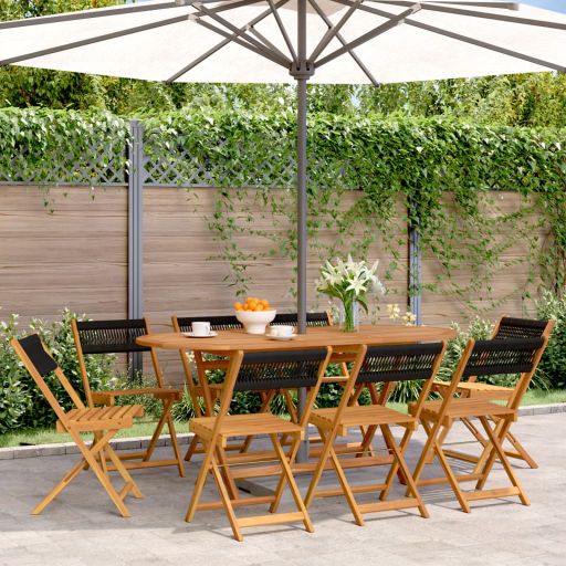 Gartenstühle 4 Stk. Klappbar Schwarz Massivholz Akazie