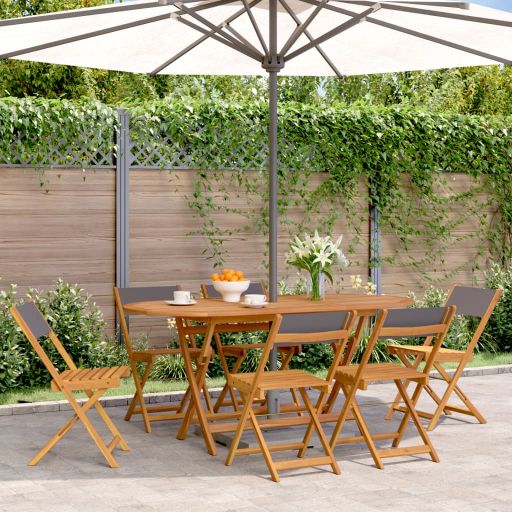 Gartenstühle 4 Stk. Klappbar Cremeweiß Stoff und Massivholz