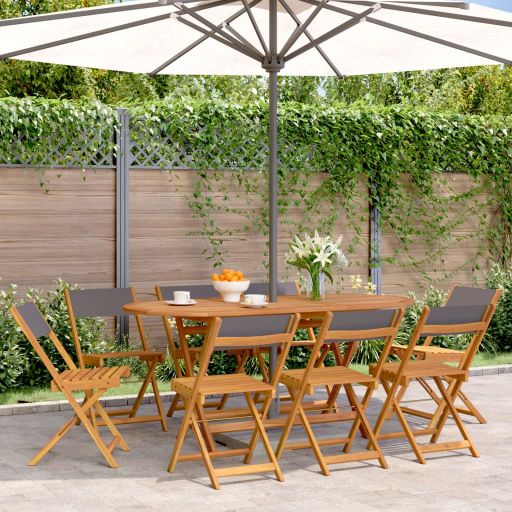 Gartenstühle 4 Stk. Klappbar Cremeweiß Stoff und Massivholz