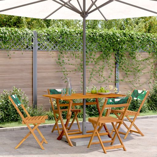Gartenstühle 4 Stk. Klappbar Cremeweiß Stoff und Massivholz