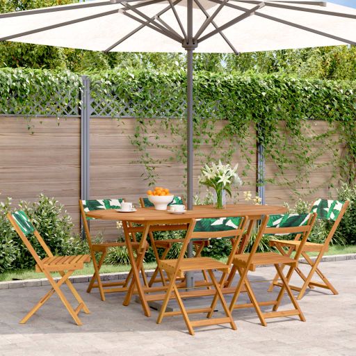 Gartenstühle 4 Stk. Klappbar Cremeweiß Stoff und Massivholz