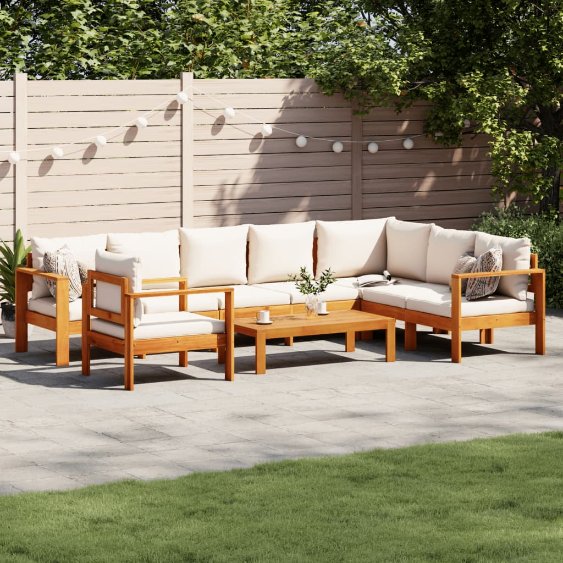4-tlg. Garten-Sofagarnitur mit Kissen Massivholz Akazie
