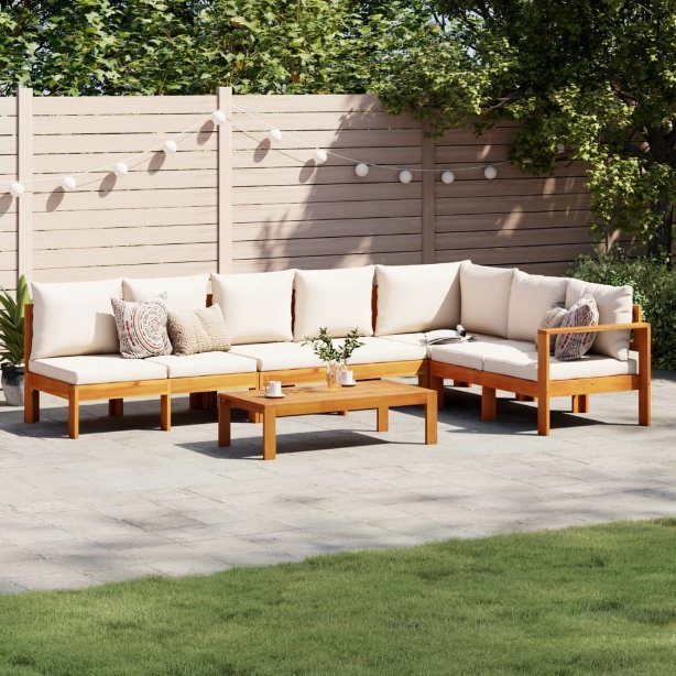 4-tlg. Garten-Sofagarnitur mit Kissen Massivholz Akazie