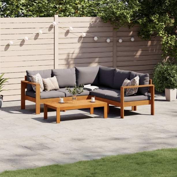 4-tlg. Garten-Sofagarnitur mit Kissen Massivholz Akazie