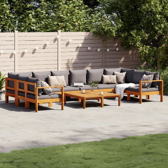 4-tlg. Garten-Sofagarnitur mit Kissen Massivholz Akazie