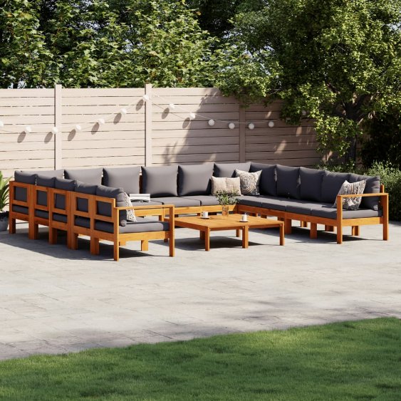 4-tlg. Garten-Sofagarnitur mit Kissen Massivholz Akazie