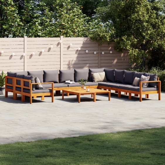 4-tlg. Garten-Sofagarnitur mit Kissen Massivholz Akazie