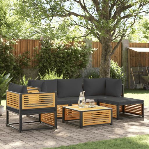 4-tlg. Garten-Sofagarnitur mit Kissen Massivholz Akazie