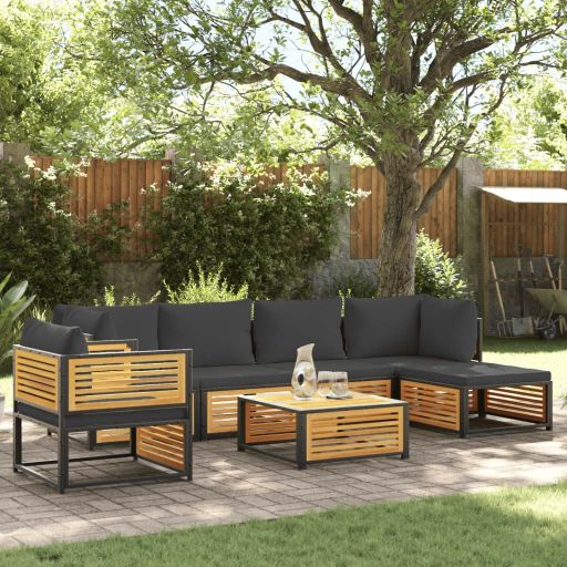 4-tlg. Garten-Sofagarnitur mit Kissen Massivholz Akazie