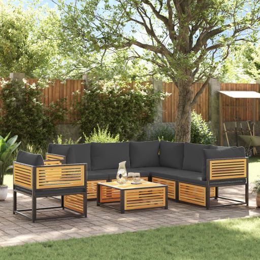 4-tlg. Garten-Sofagarnitur mit Kissen Massivholz Akazie
