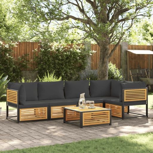 4-tlg. Garten-Sofagarnitur mit Kissen Massivholz Akazie