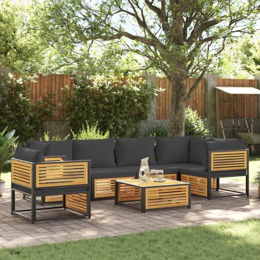 4-tlg. Garten-Sofagarnitur mit Kissen Massivholz Akazie