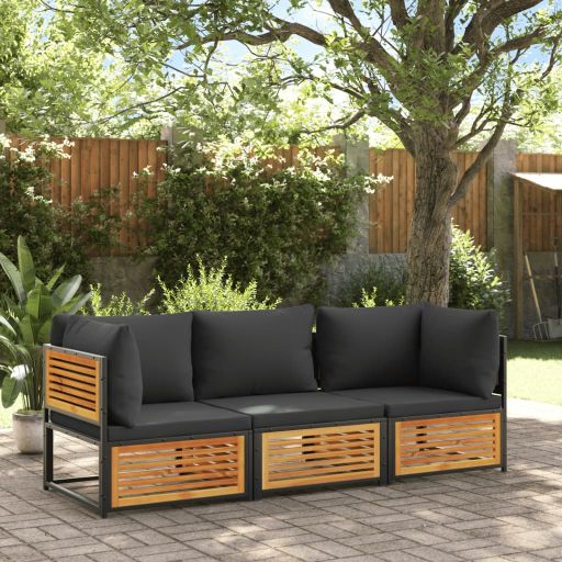 4-tlg. Garten-Sofagarnitur mit Kissen Massivholz Akazie