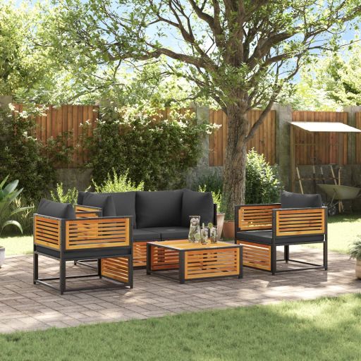4-tlg. Garten-Sofagarnitur mit Kissen Massivholz Akazie