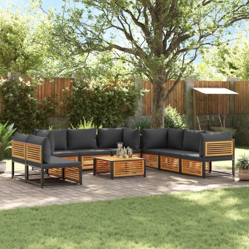 4-tlg. Garten-Sofagarnitur mit Kissen Massivholz Akazie