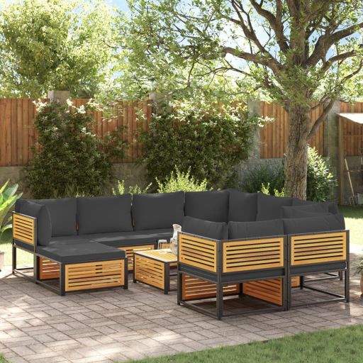 4-tlg. Garten-Sofagarnitur mit Kissen Massivholz Akazie